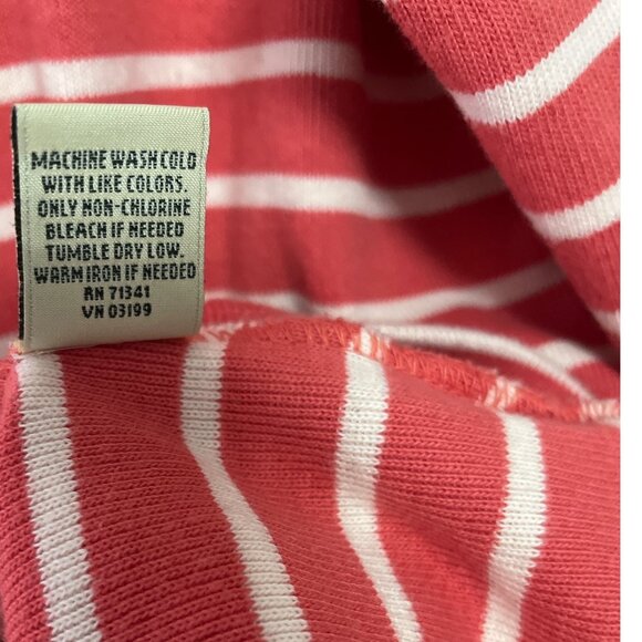 L.L. Bean Women’s Size L Long-Sleeve Boatneck Tee – Deep Coral Stripe - Picture 4 of 6